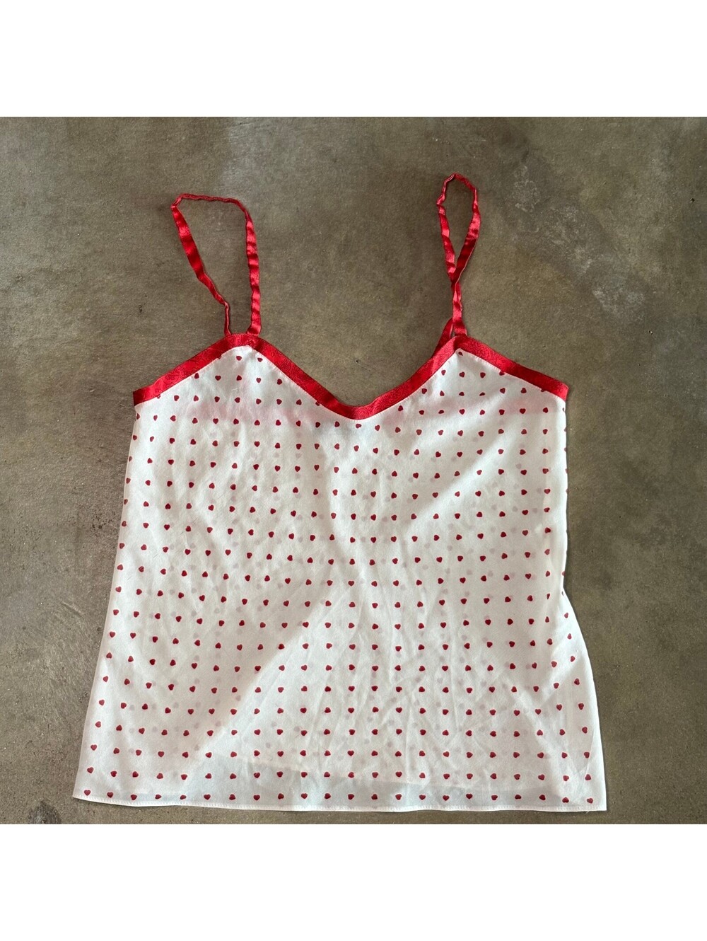 Y2K Morgan De Toi Women Sz S White Red Heart Print Camisole